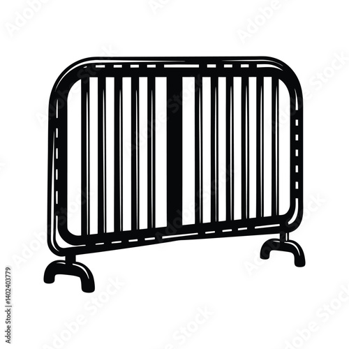 Metal barricade safety icon silhouette vector with white background