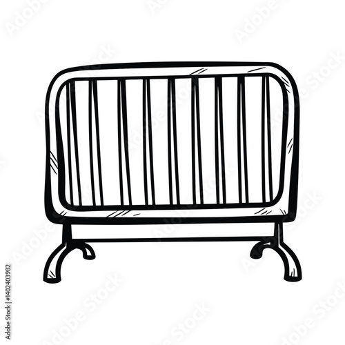 Metal barricade traffic control icon silhouette vector with white background