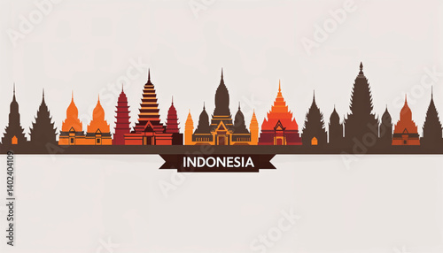 Indonesia Architecture Landmarks Skyline, Shape, Silhouette, Cityscape, Travel and Tourist Attraction