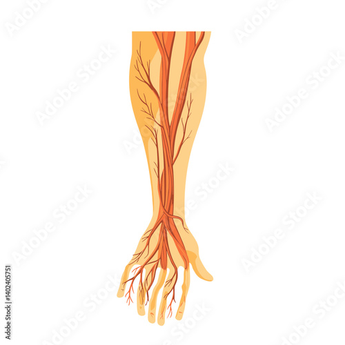 Detailed Anatomy of a Human Hand and Arm