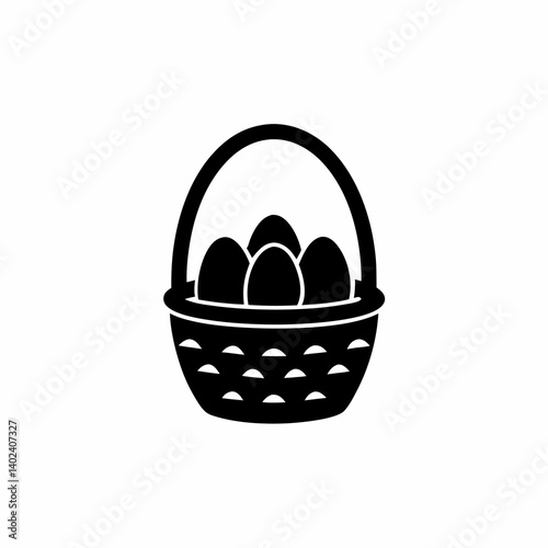 creative details Basket with Eggs Icon Vector Illustration