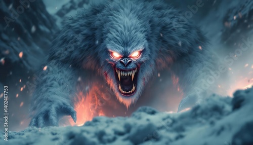 Ferocious Yeti Digital Art Fierce Monster Snow Creature