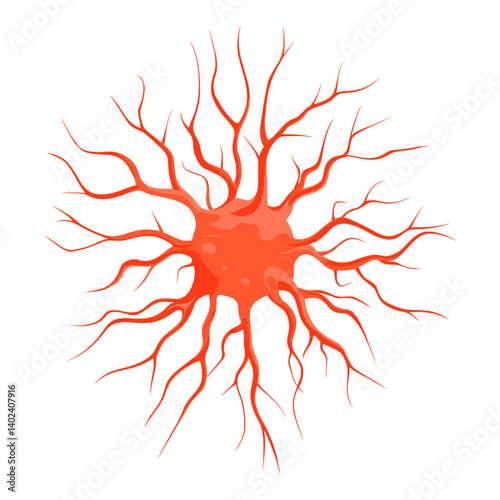 Red And Orange Neuron Cell Network Illustration
