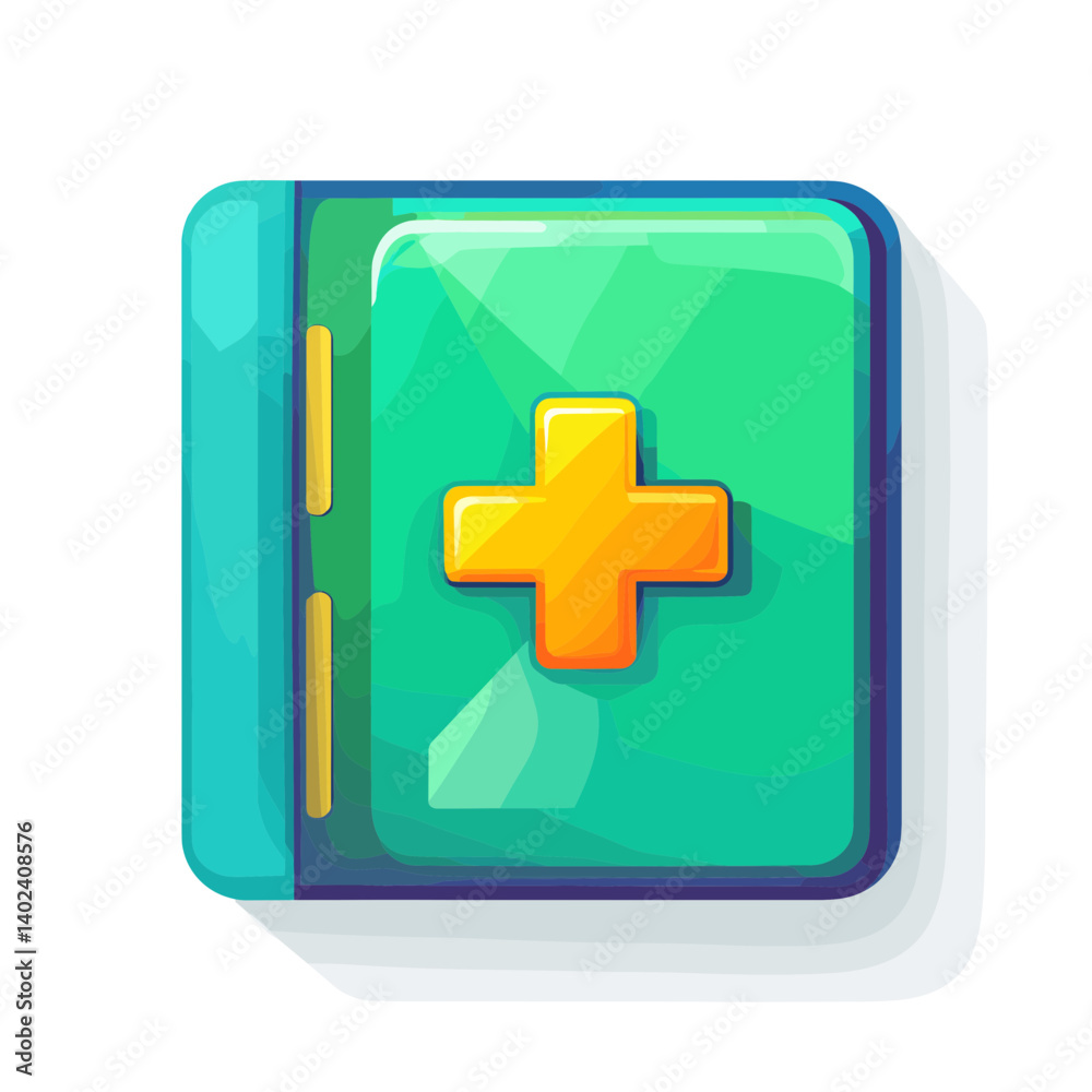 Obraz premium Teal And Yellow Medical Book Icon