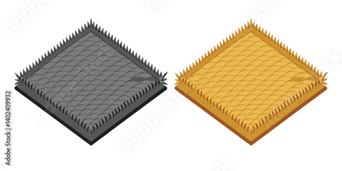 Sisal Fiber Rug abstract black and white vector illustration with a brush stroke pattern.