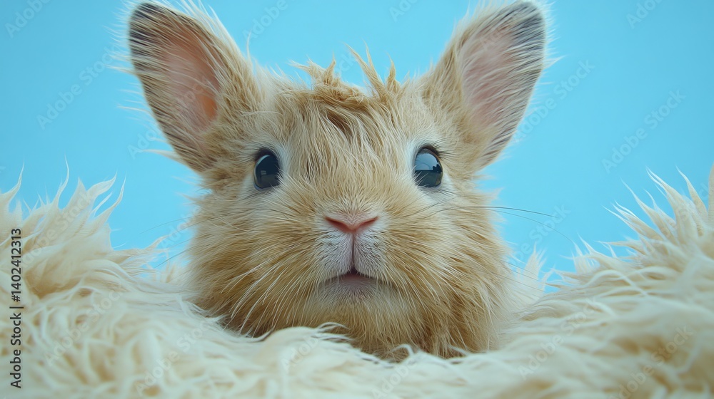 Obraz premium A close-up of a fluffy, light brown bunny.
