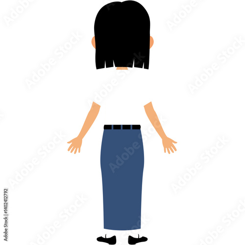 Illustration of a junior high school girl in uniform seen from the back. Great for educational content, character assets, school materials, and youth-themed creative projects.