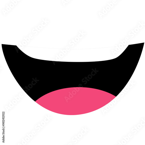 Cartoon-style smiling mouth with visible teeth and tongue, perfect for character design, emoji creation, avatars, stickers, or any fun digital art and animation project.