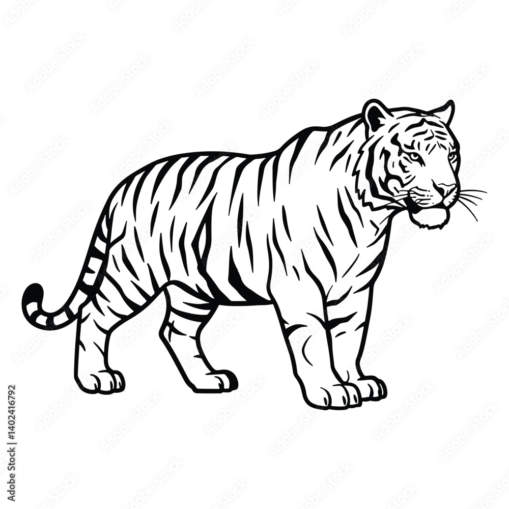 Naklejka premium Minimalist Tiger Line Logo Design