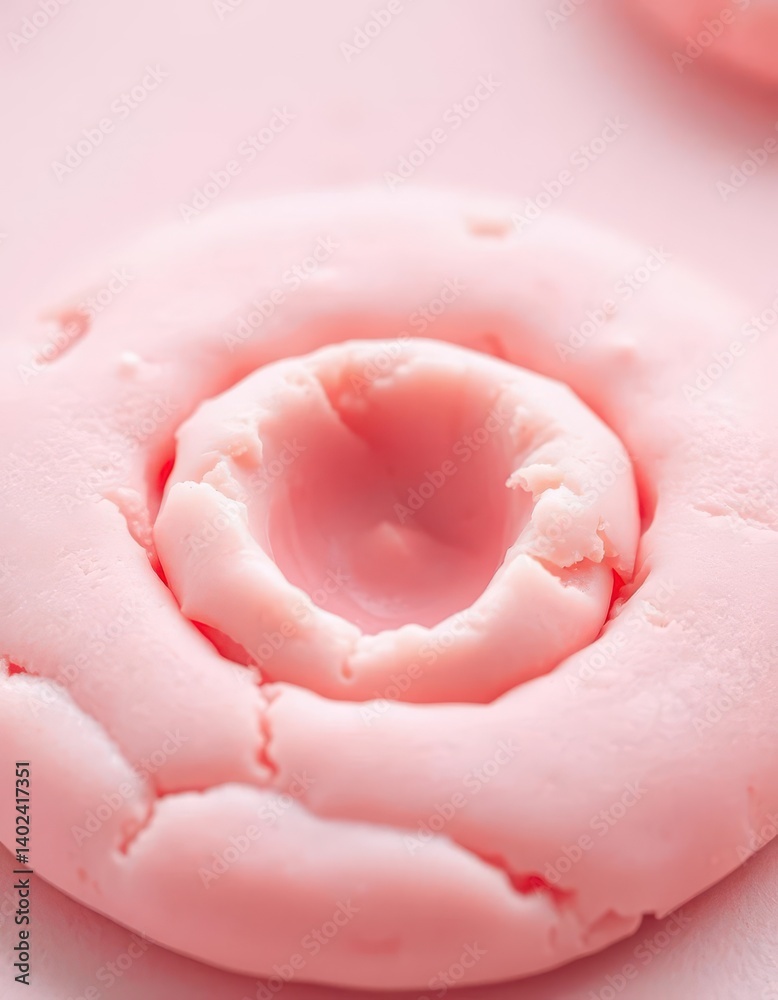 Fototapeta premium Soft pink cookie base with a perfectly spherical filling, filling, candy