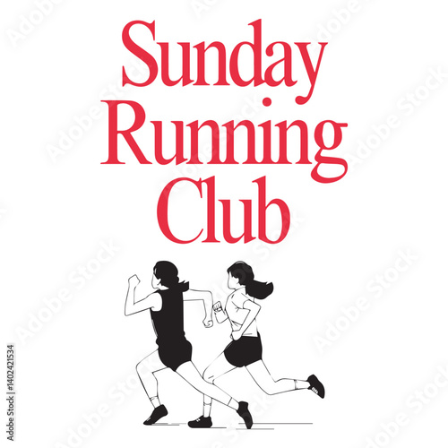 A hendwritting typography graphic t - shirt design text sunday running club