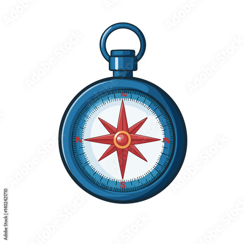 Blue and Red Vintage Compass Illustration