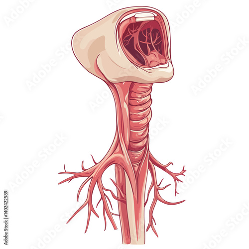 Detailed Anatomy Illustration of Human Throat and Neck