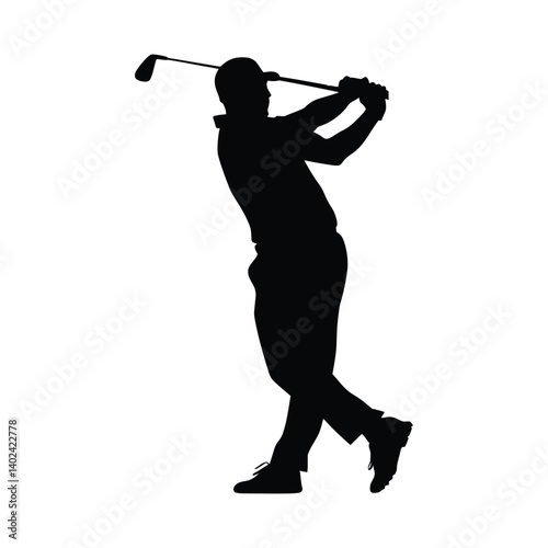 Golf swing player pose simple minimal black silhouette
