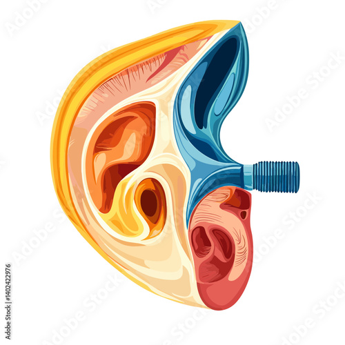 Detailed Cross Section of Human Ear Anatomy