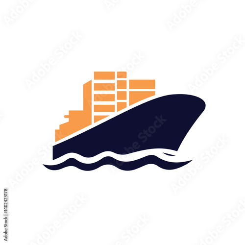 cargo ship icon vector illustration logo template