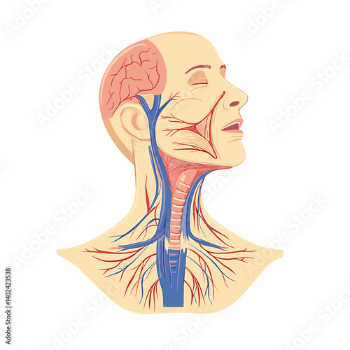 Detailed Human Head And Neck Anatomy Illustration