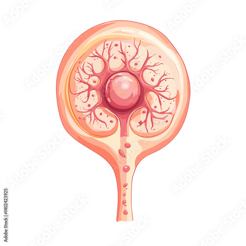Detailed Illustration of a Human Ovum with Follicle Cells