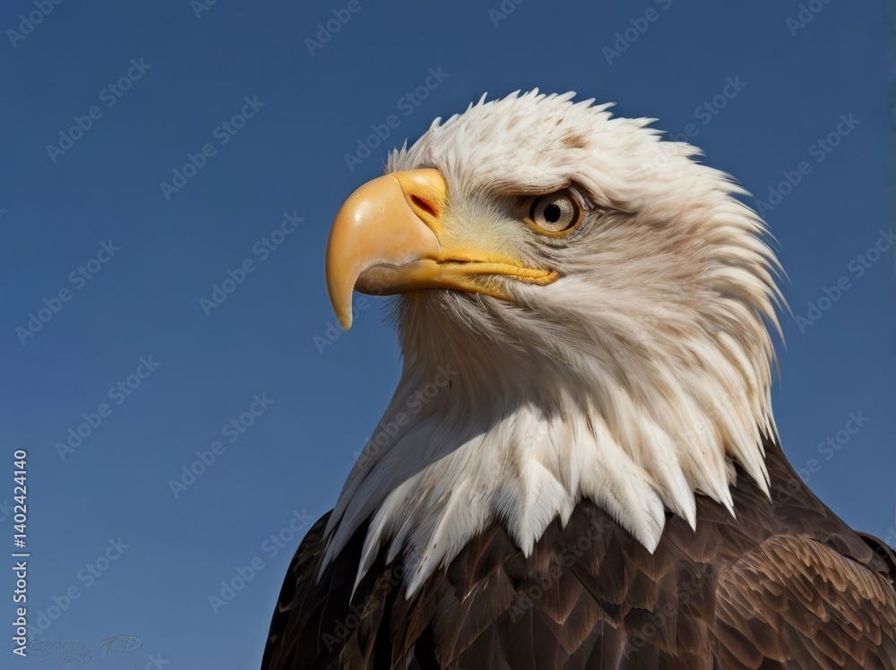 Fototapeta premium Bald Eagle (Haliaeetus leucocephalus) – The national bird of the United States, known for its powerful build, white head, and impressive wingspan. It symbolizes freedom and strength.