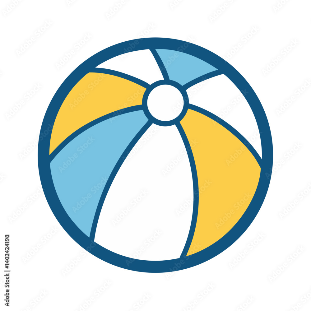 Beach Ball Icon Representing Leisure and Beach Recreation Activities Beach Ball Icon Representing Leisure and Beach Recreation Activities