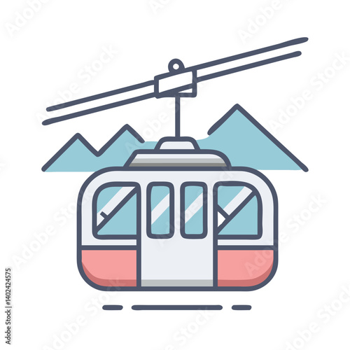Cable Car Icon Representing Mountain Transport and Aerial Scenic Travel

