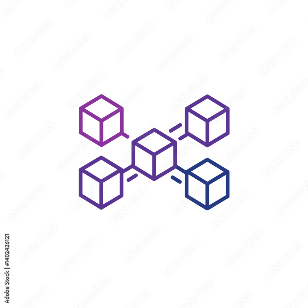 A minimalistic line art icon of blockchain (linked blocks), styled as a simple interface icon. A minimalistic line art icon of blockchain (linked blocks), styled as a simple interface icon.