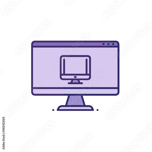 A minimalistic line art icon of a virtual machine (computer within a screen), styled as a simple interface icon.