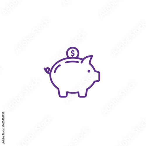 A minimalistic line art icon of a piggy bank, styled as a simple interface icon