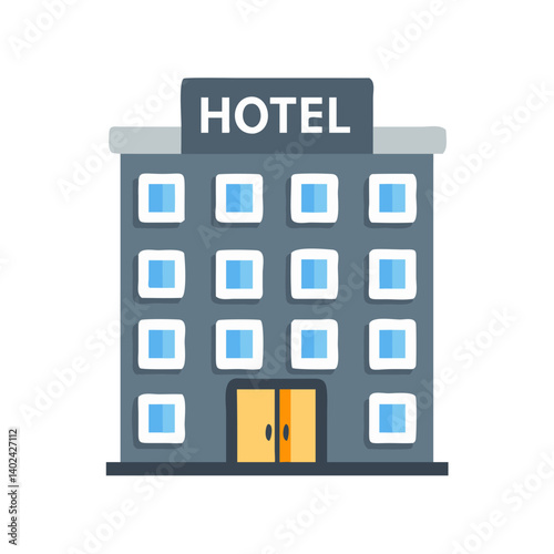 Hotel Building Icon Representing Accommodation and Hospitality Services