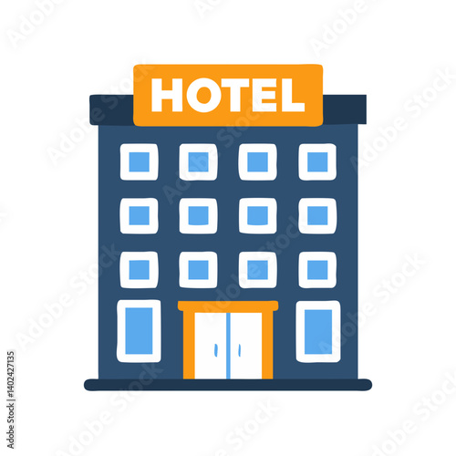 Hotel Building Icon Representing Accommodation and Hospitality Services