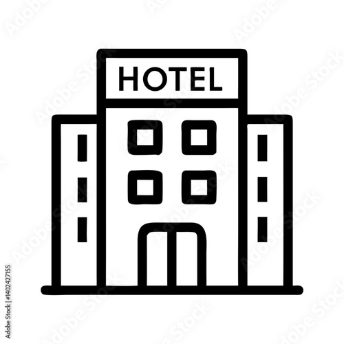 Hotel Building Icon Representing Accommodation and Hospitality Services