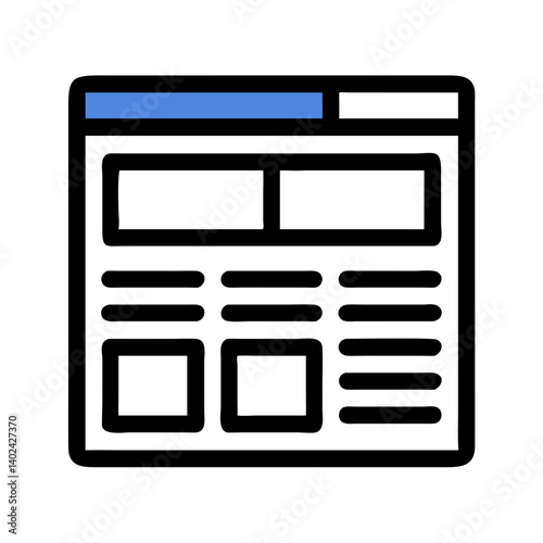 Interface with Layout Blocks Icon Representing UI Design and Web Development