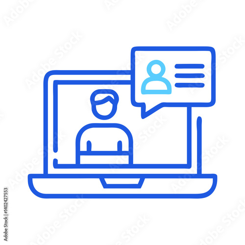 Laptop with Video Call Icon Representing Online Learning and Virtual Education