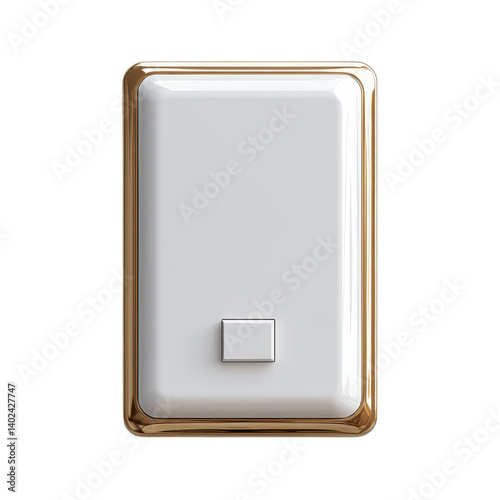 Single White Light Switch isolated on transparent background.
