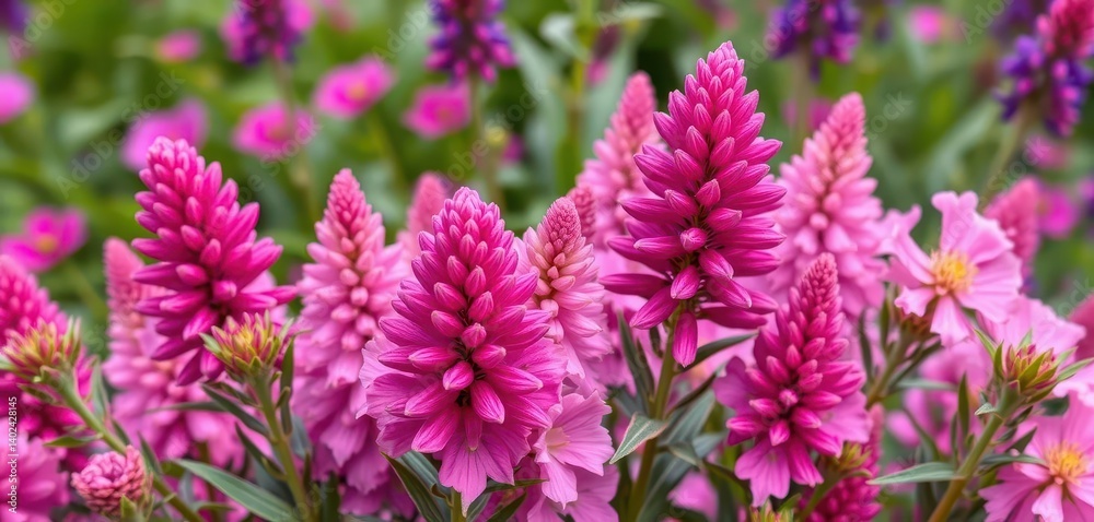 Pink and purple celosia flowers in a vibrant arrangement, romantic, vivid, bloom Pink and purple celosia flowers in a vibrant arrangement, romantic, vivid, bloom