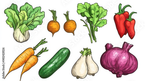 Hand drawn vegetable pattern illustration illustration