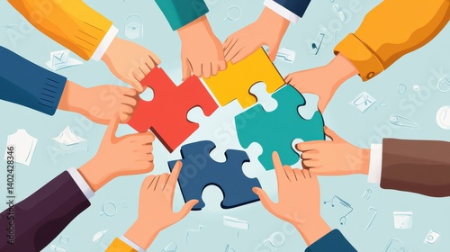Teamwork flat.Flat vector illustration, teamwork on finding new ideas, search for new solutions, creative work vector illustration