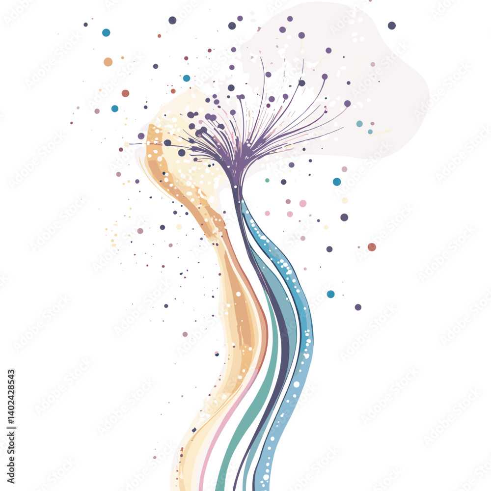 Obraz premium Abstract Colorful Flower Illustration with Flowing Lines and Pastel Colors