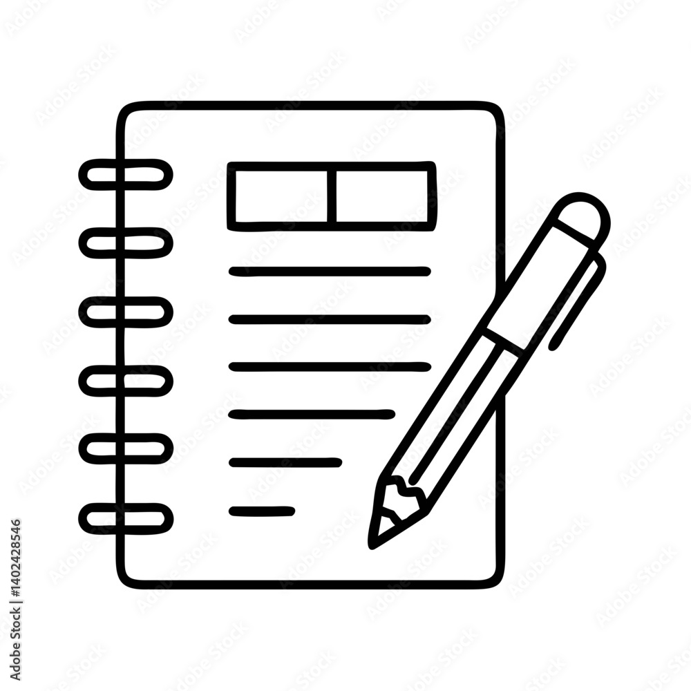 Notebook with Pencil Icon Representing Creative Planning and Idea Development Notebook with Pencil Icon Representing Creative Planning and Idea Development