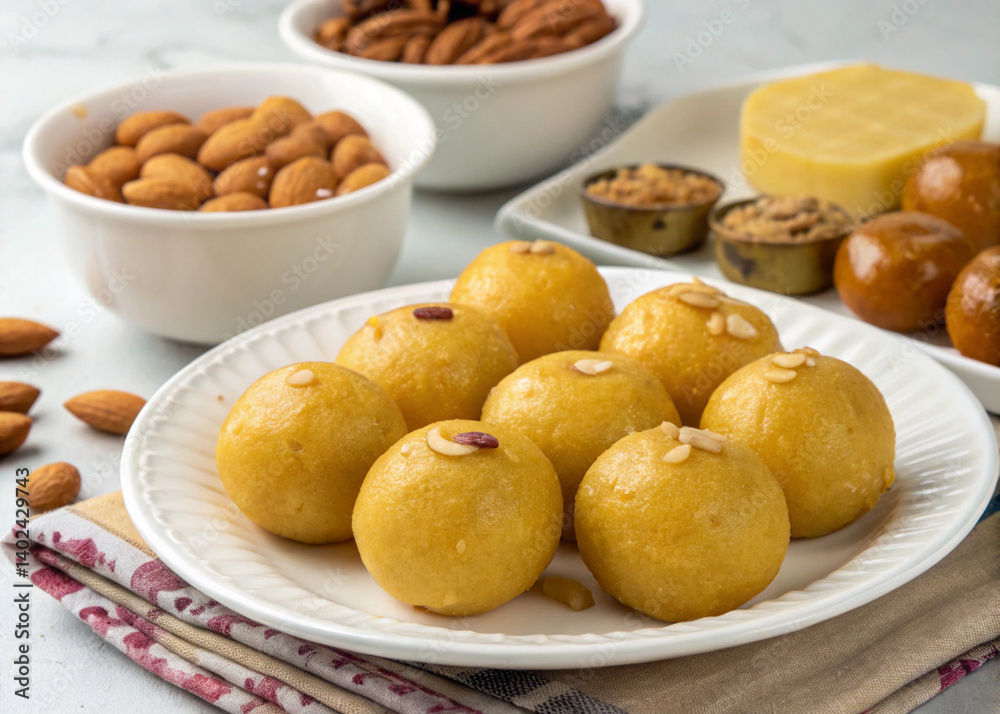 Golden Besan Ladoo: Delicious Indian Confection Golden Besan Ladoo: Delicious Indian Confection