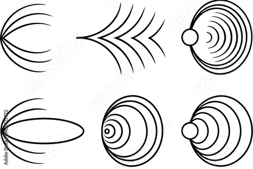 doppler effect line art depicting frequency shift phenomenon
