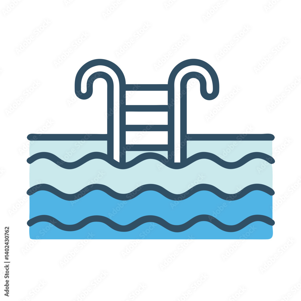 Swimming Pool Icon Representing Resort Amenities and Leisure Activities Swimming Pool Icon Representing Resort Amenities and Leisure Activities