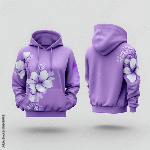 Obraz na płótnie Aesthetic purple hoodie set back and front view for branding, w salonie
