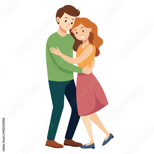 Happy couple love hug with white background