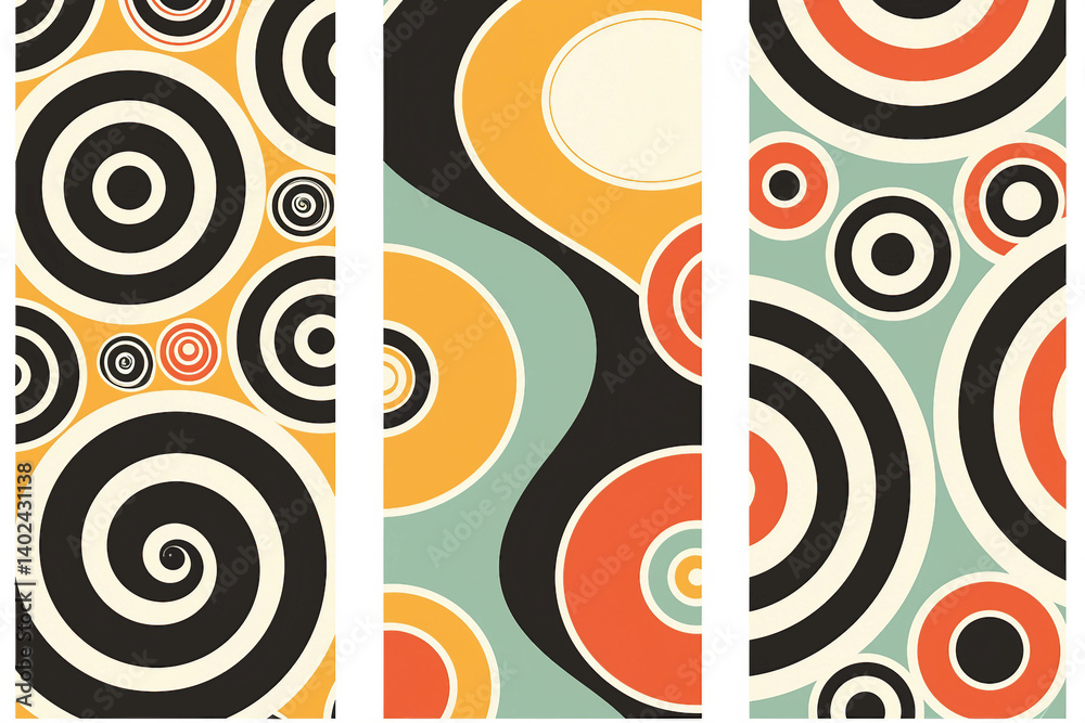 Naklejka premium Vibrant generative AI retro artwork with colorful wavy patterns for creative and ornamental design