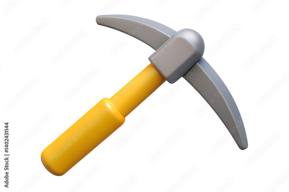 3D Yellow Pickaxe with Silver Head, Isolated on transparent background
3D Yellow Pickaxe with Silver Head, Isolated on transparent background