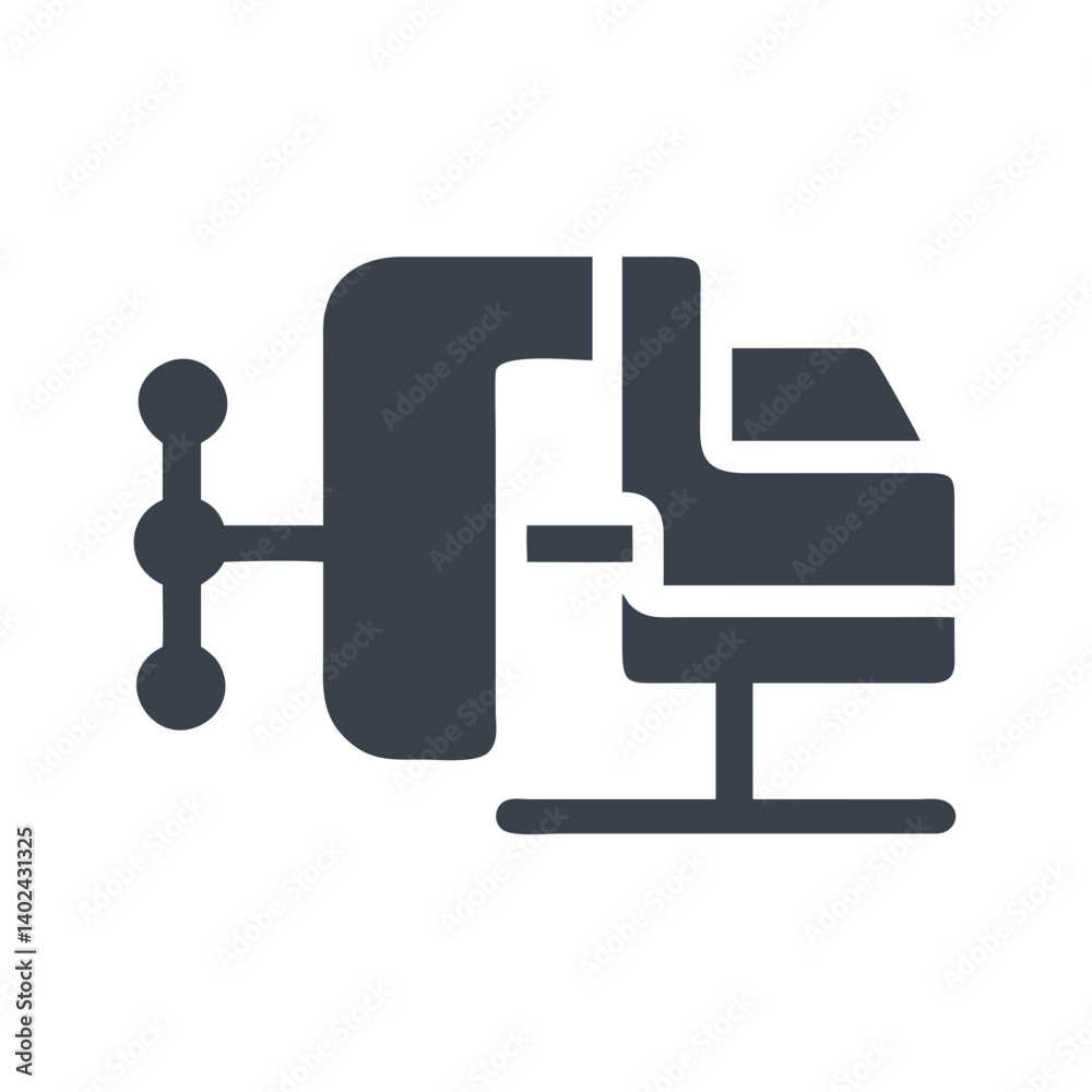 Vise Clamp Icon Representing Object Holding and Transformation in Workshop Tools