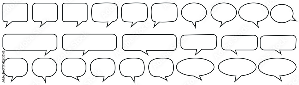 Speech bubble, Speak bubble text, cartoon chatting box, speech balloon, chat bubble line art icon for apps and websites. Speech bubble, Speak bubble text, cartoon chatting box, speech balloon, chat bubble line art icon for apps and websites.
