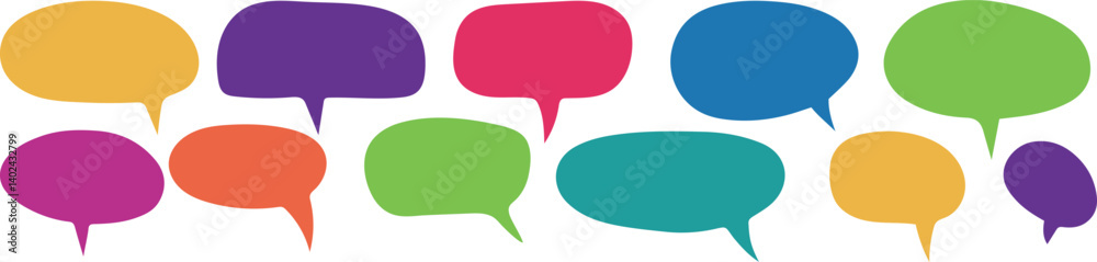 Set of speech bubbles. communication concept, Speak bubble text, vector set of flat message bubbles show chat bubble or dialog boxes on white background. 