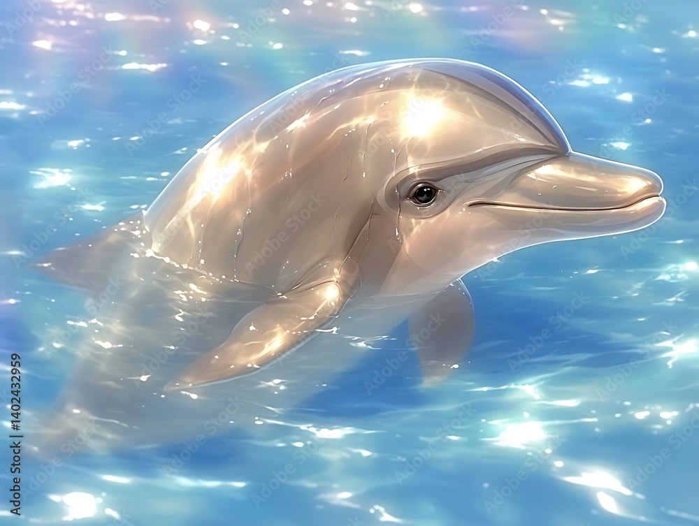 Obraz premium Dolphin in Sunlit Water